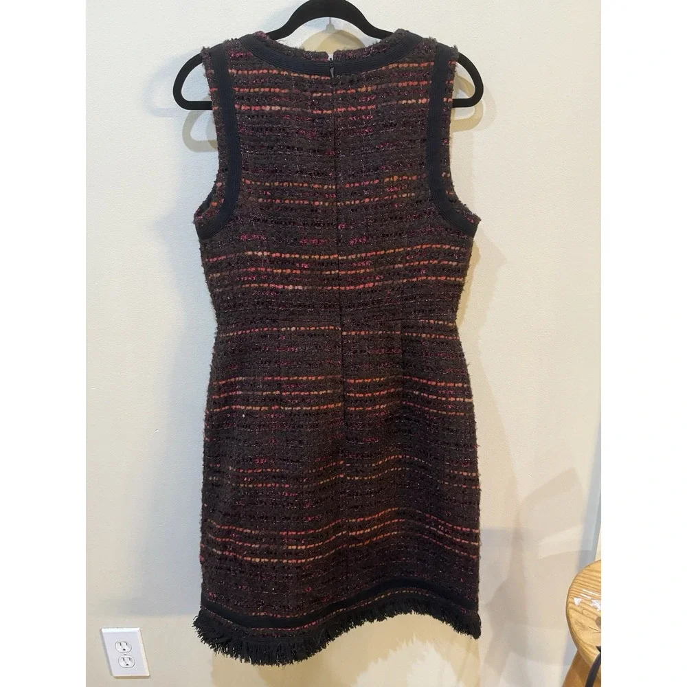 Kate Spade New York So Foxy metallic tweed sheath dress Size 10 Fringe Wool